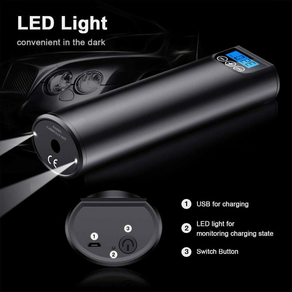 Electric Wireless LCD Display Mini Car Air Pump - Direct On Sale