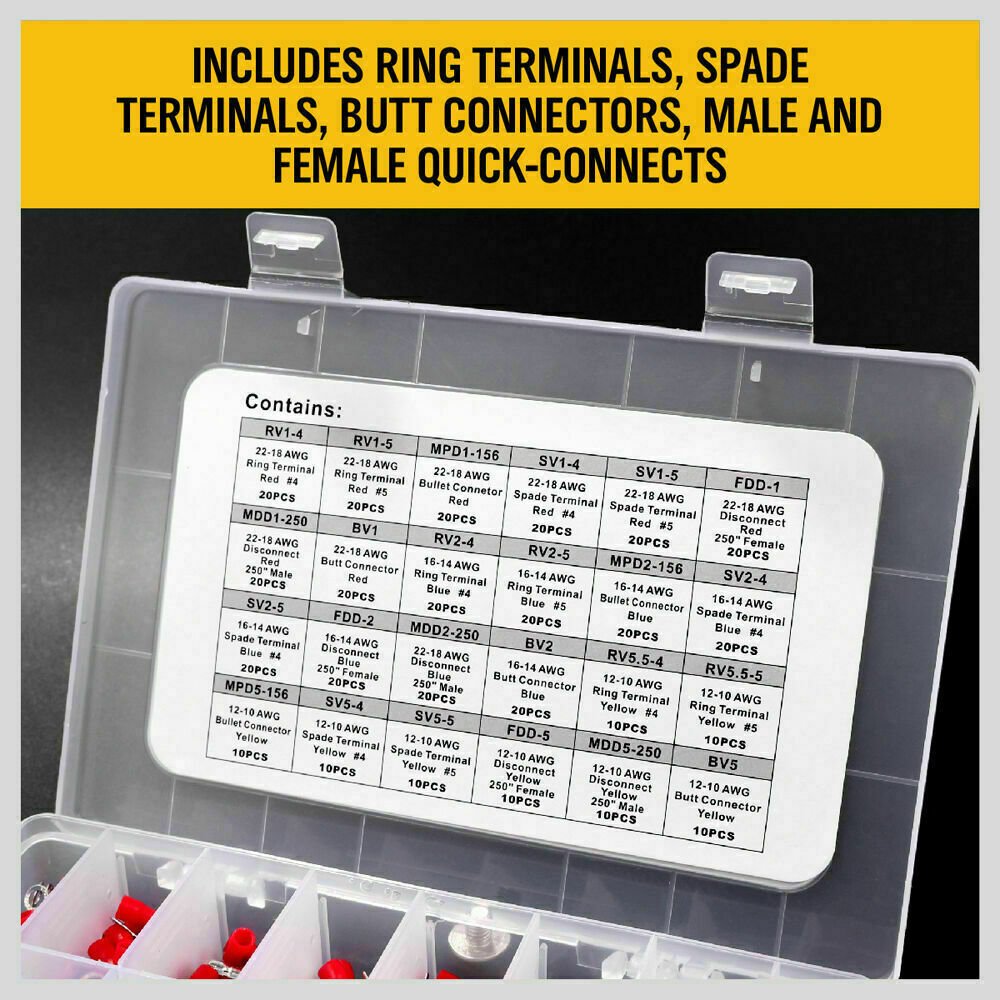 Electrical Wire Connectors Kit Cable Crimper Stripper Cut Pliers 400Pc Terminal - Direct On Sale