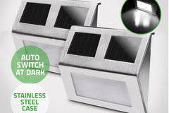 Electronics,Home & Garden,Home Deco,Outdoors,End Of Season - 4X Solar Powered Stainless Steel LED Step Lights