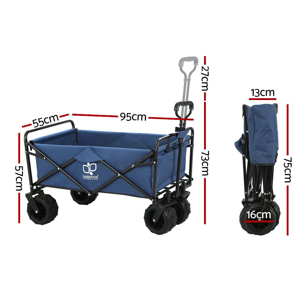 Extra Large Foldable Wagon Cart Trolley Cart for Beach Outdoor Garden 120KG - Direct On Sale