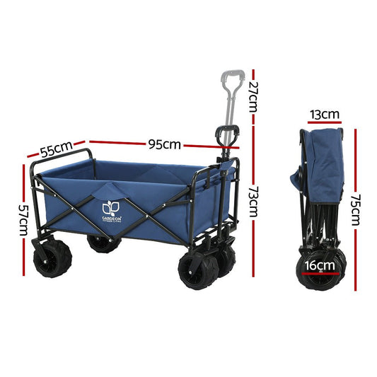 Extra Large Foldable Wagon Cart Trolley Cart for Beach Outdoor Garden 120KG - Direct On Sale