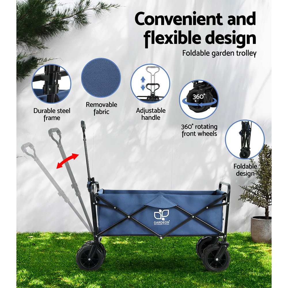 Extra Large Foldable Wagon Cart Trolley Cart for Beach Outdoor Garden 120KG - Direct On Sale