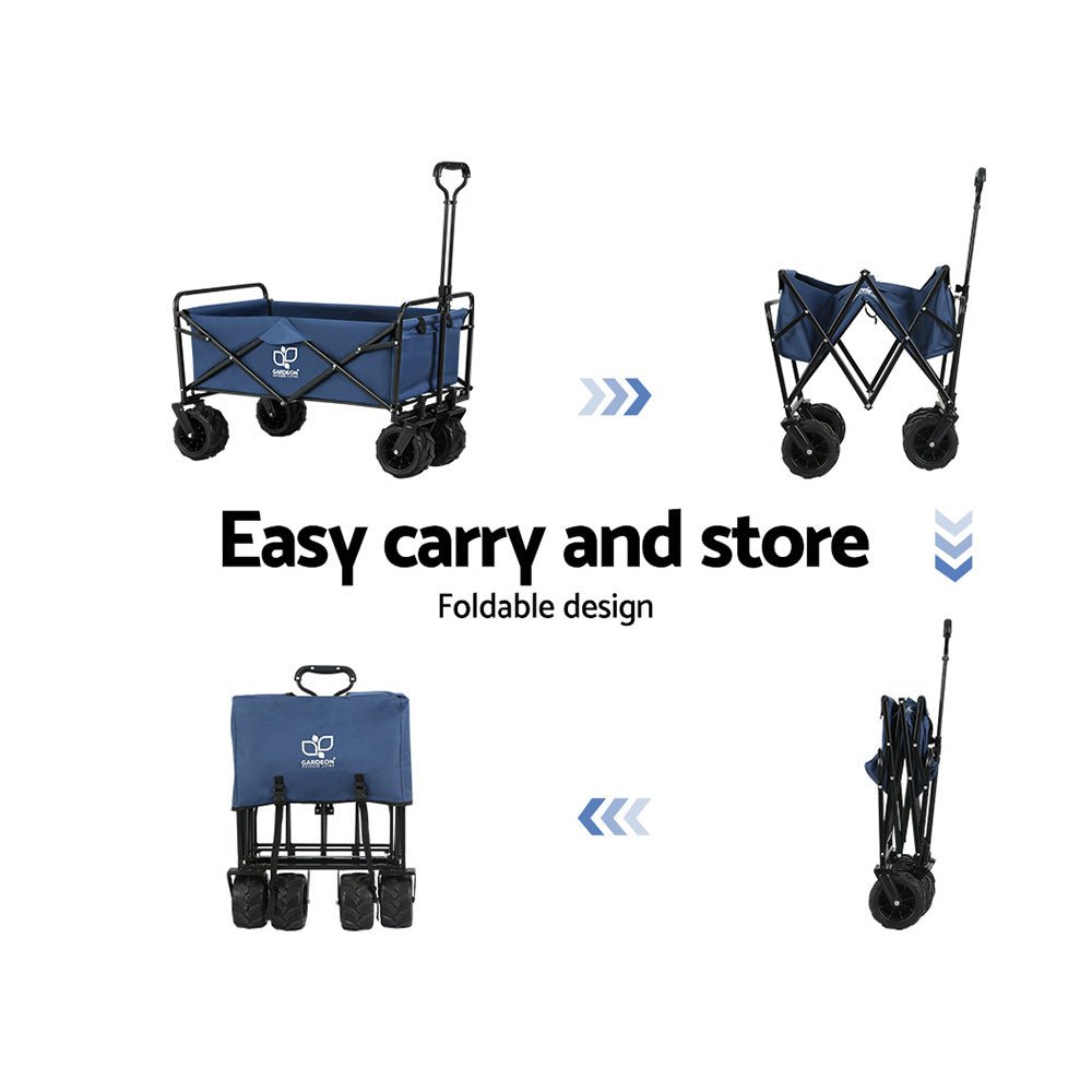Extra Large Foldable Wagon Cart Trolley Cart for Beach Outdoor Garden 120KG - Direct On Sale