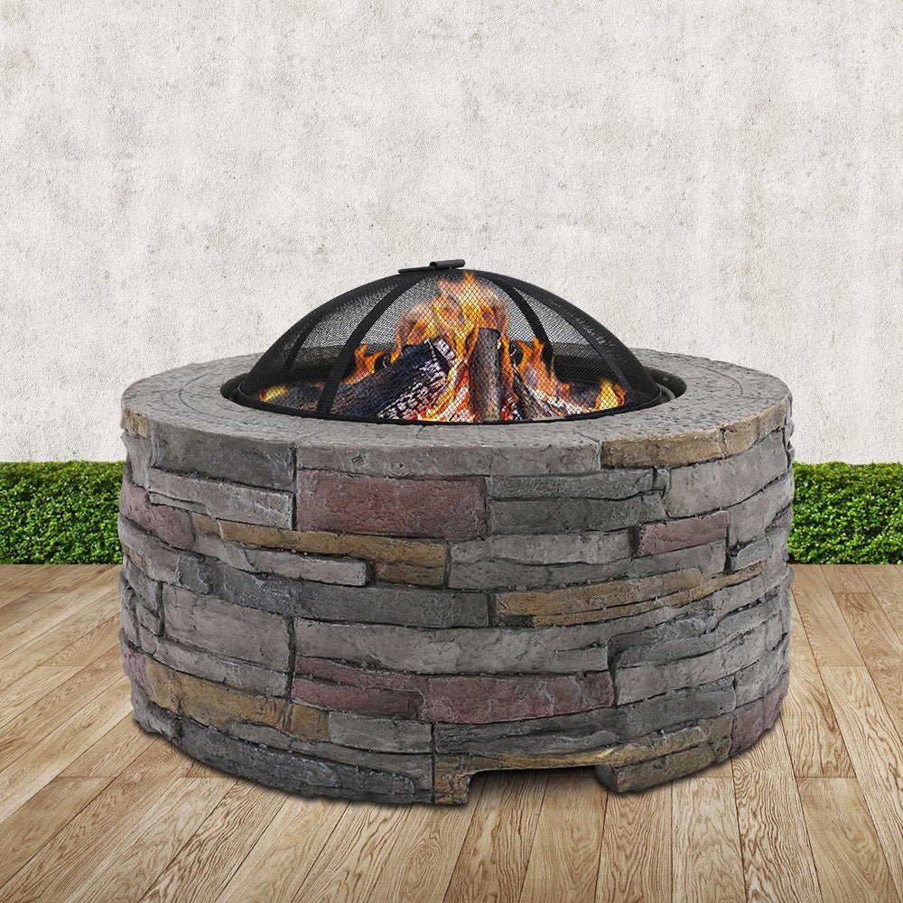Faux stone Fire Pit Outdoor Fireplace Garden Firepit Heater - Direct On Sale