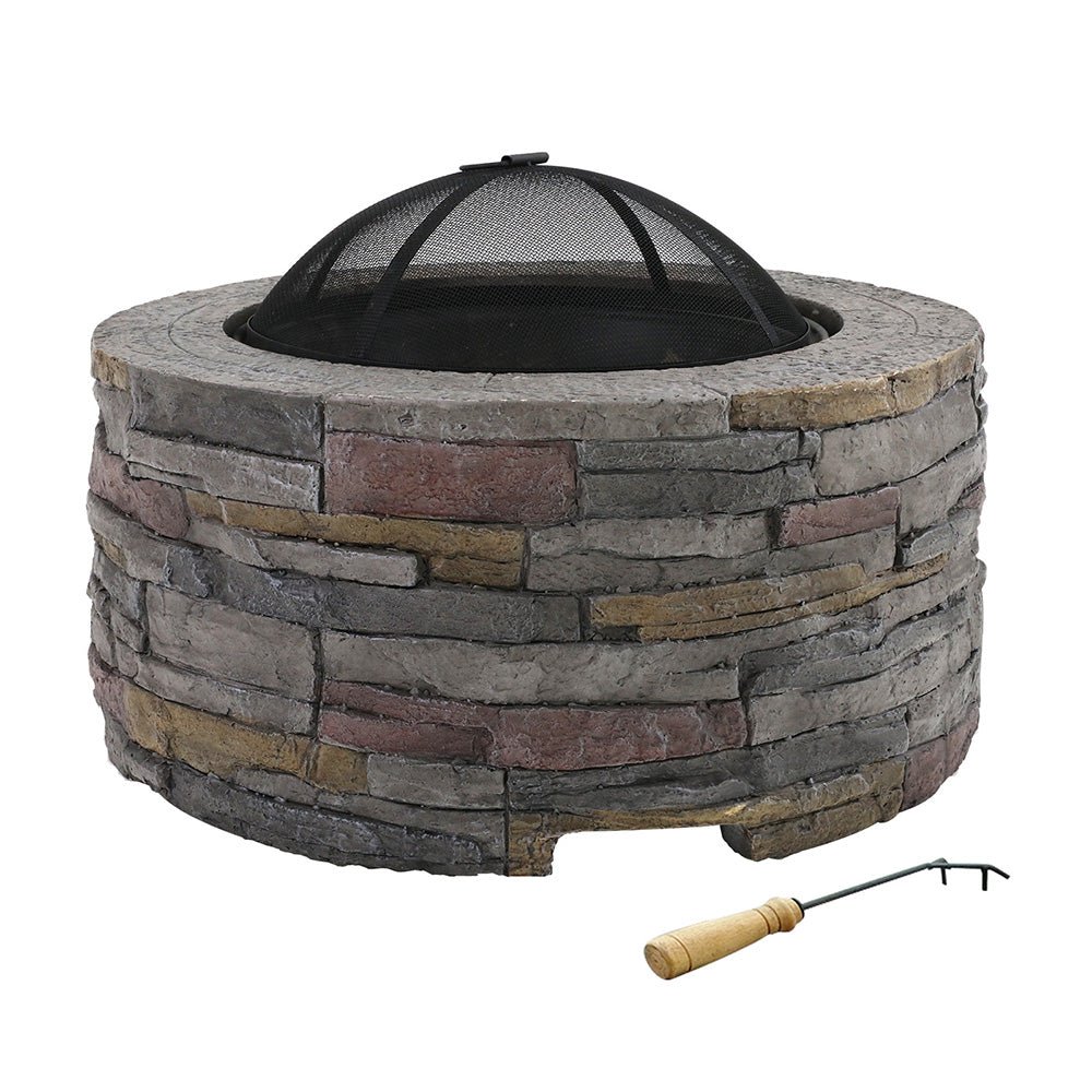 Faux stone Fire Pit Outdoor Fireplace Garden Firepit Heater - Direct On Sale