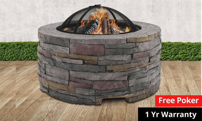Faux stone Fire Pit Outdoor Fireplace Garden Firepit Heater - Direct On Sale