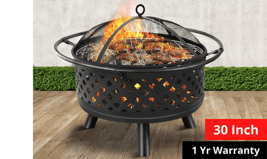 Fire Pit BBQ Grill Smoker Portable Outdoor Fireplace Patio Heater Pits 30" - Direct On Sale