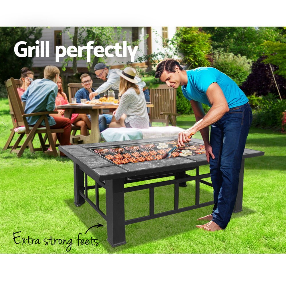 Fire Pit BBQ Grill Stove Table Ice Pits Patio Fireplace Heater 3 IN 1 - Direct On Sale