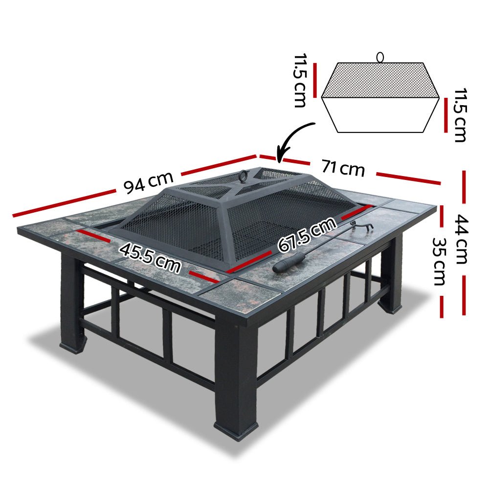 Fire Pit BBQ Grill Stove Table Ice Pits Patio Fireplace Heater 3 IN 1 - Direct On Sale