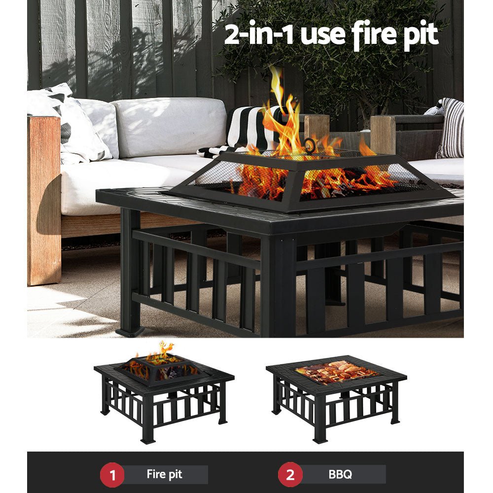 Fire Pit BBQ Table Grill Outdoor Garden Wood Burning Fireplace Stove - Direct On Sale