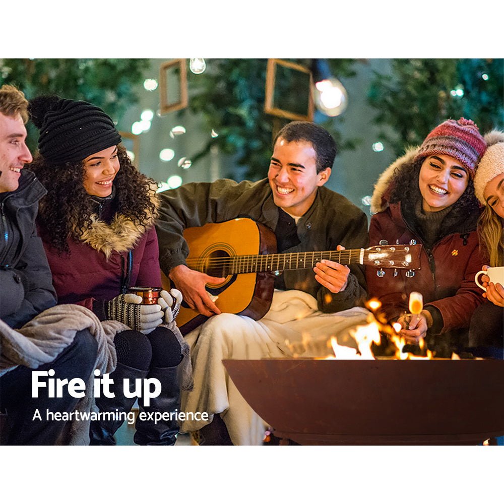Fire Pit Outdoor Heater Charcoal Rustic Burner Steel Fireplace 70CM - Direct On Sale