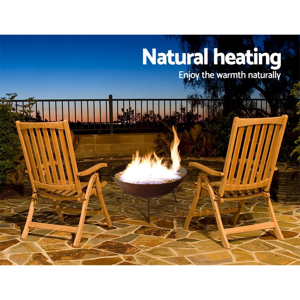 Fire Pit Outdoor Heater Charcoal Rustic Burner Steel Fireplace 70CM - Direct On Sale
