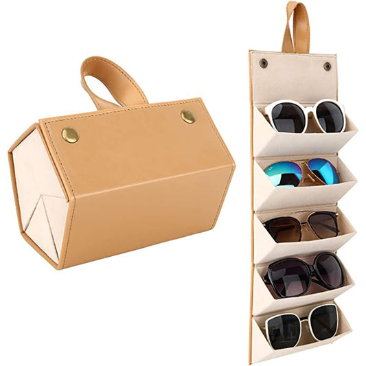 Foldable Sunglasses Organizer Case with 5 Slots Travel Glasses Box - Direct On Sale
