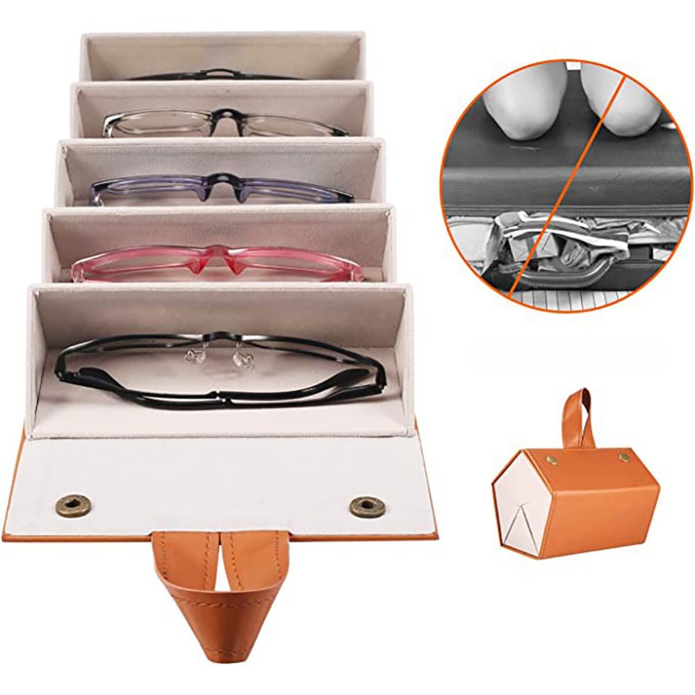 Foldable Sunglasses Organizer Case with 5 Slots Travel Glasses Box - Direct On Sale