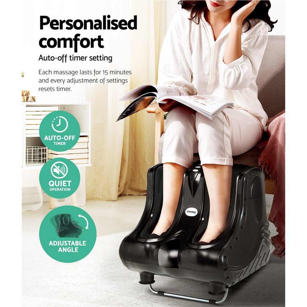 Foot Massager Ankle Calf Leg Massagers Shiatsu Kneading Rolling Black - Direct On Sale