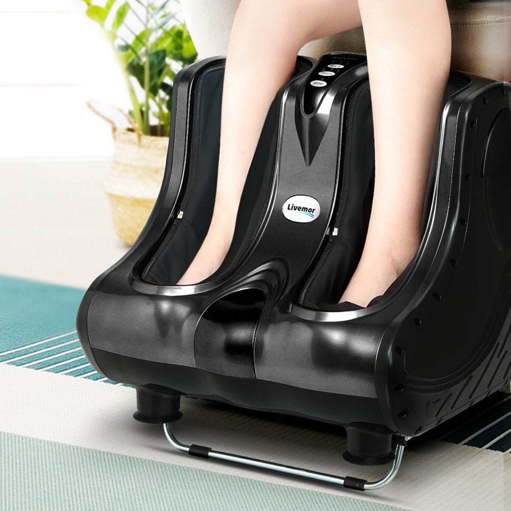Foot Massager Ankle Calf Leg Massagers Shiatsu Kneading Rolling Black - Direct On Sale