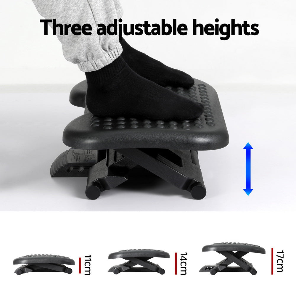 Foot Rest Stool Office Under Desk Angle Adjustable Footrest Massage Black - Direct On Sale