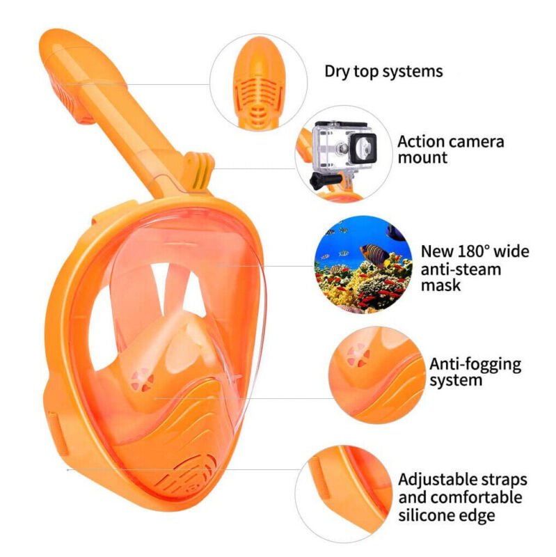 Full Face Snorkel Mask Diving Mask Anti - Fog Swimming 180° View - Direct On Sale