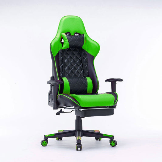 Gaming Chair Ergonomic Racing chair 165° Reclining Gaming Seat 3D Armrest Footrest Black Green - Direct On Sale
