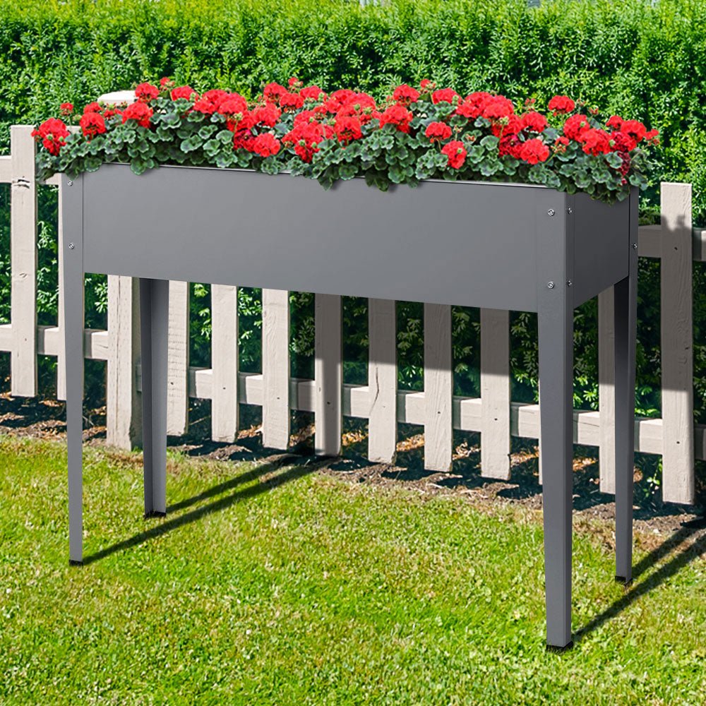 Garden Bed 100X80X30CM Galvanised Steel Raised Planter Standing Box - Direct On Sale