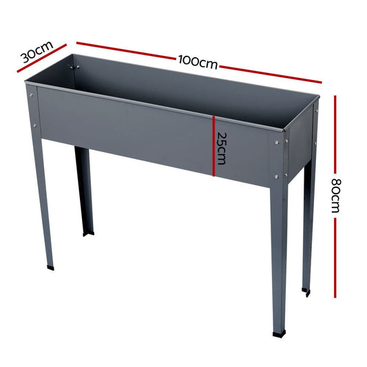 Garden Bed 100X80X30CM Galvanised Steel Raised Planter Standing Box - Direct On Sale