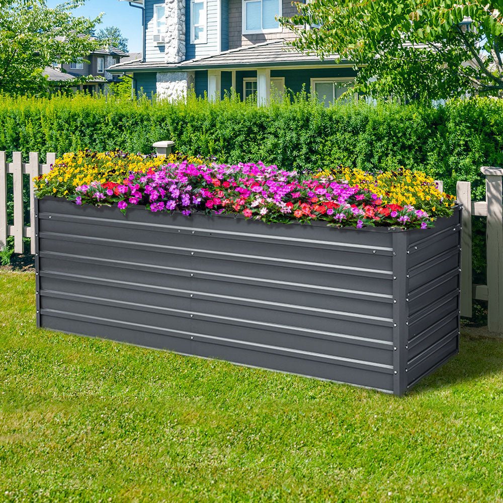 Garden Bed 240X80X77CM Galvanised Raised Steel Instant Planter 2N1 - Direct On Sale