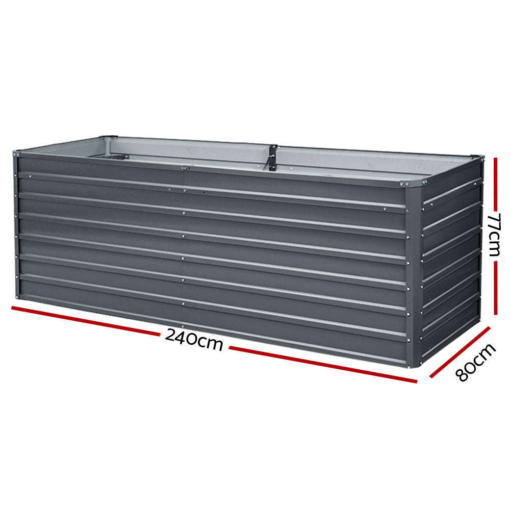 Garden Bed 240X80X77CM Galvanised Raised Steel Instant Planter 2N1 - Direct On Sale