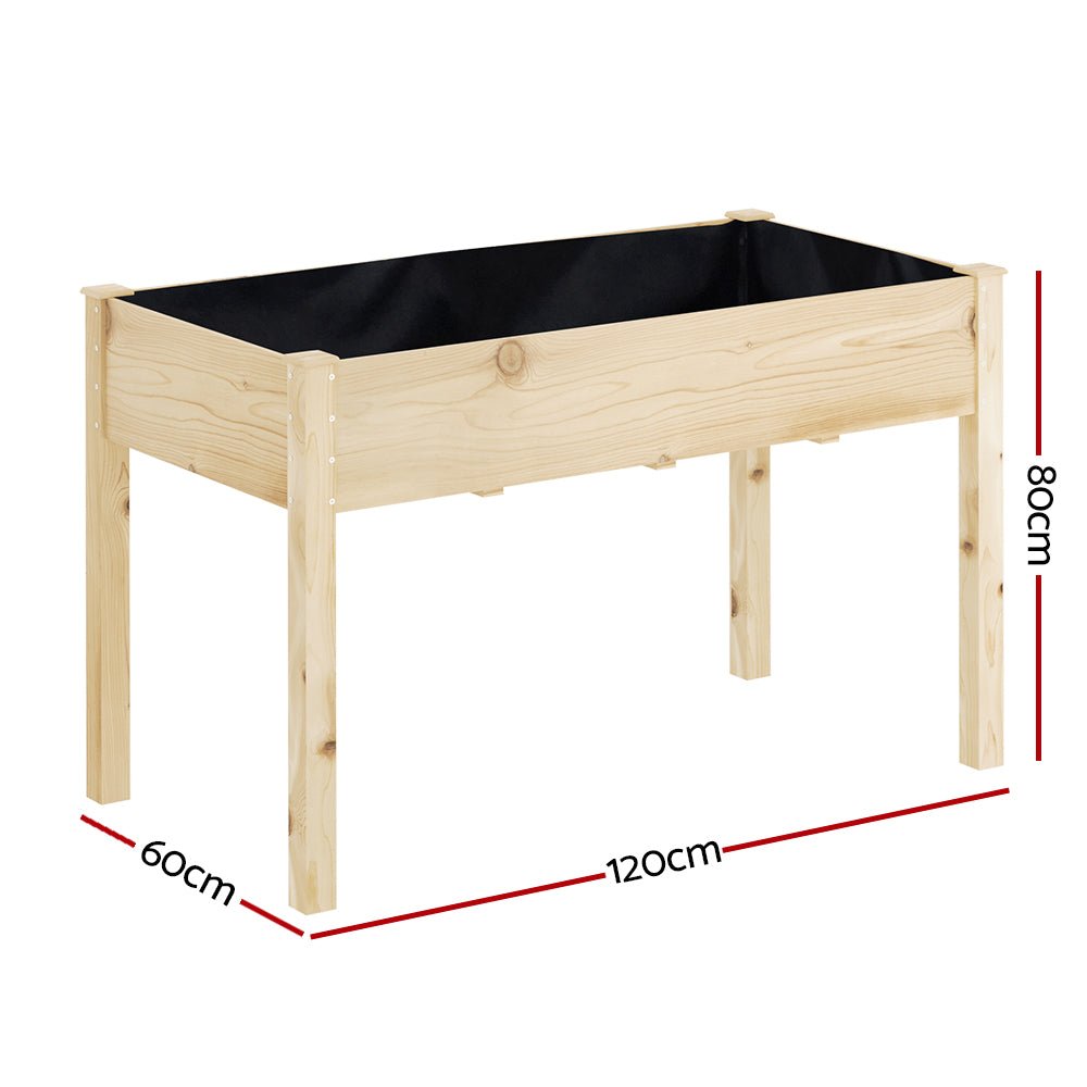 Garden Bed Raised Wooden Planter Box Vegetables 120x60x80cm - Direct On Sale