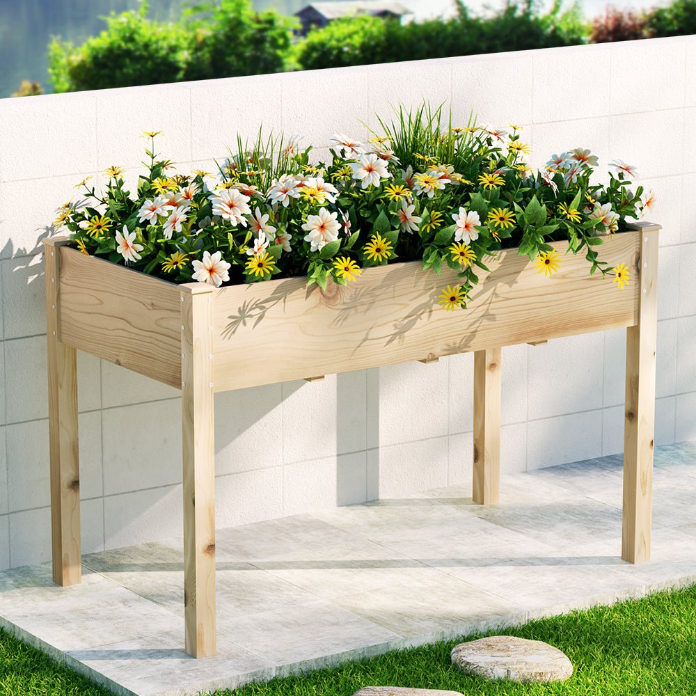 Garden Bed Raised Wooden Planter Box Vegetables 120x60x80cm - Direct On Sale