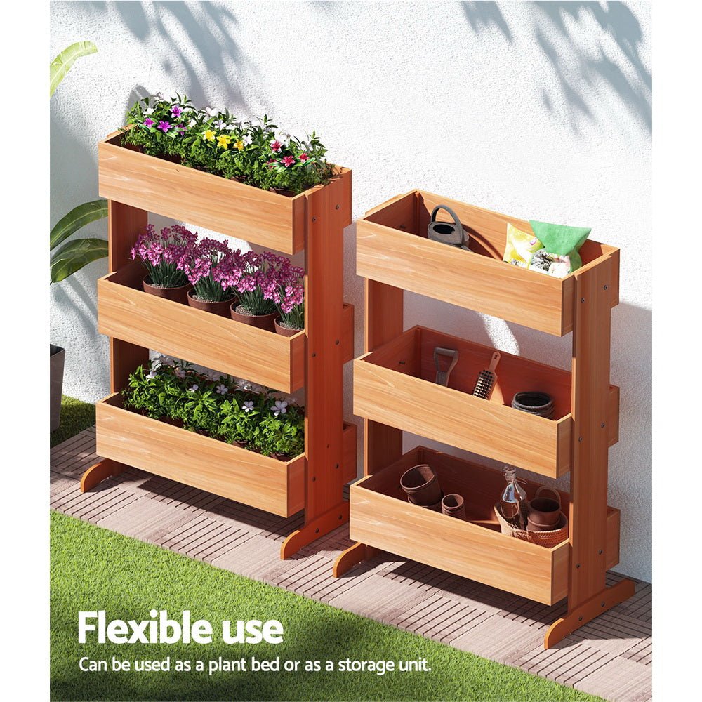 Garden Bed Raised Wooden Planter Box Vegetables 69x39x106cm - Direct On Sale