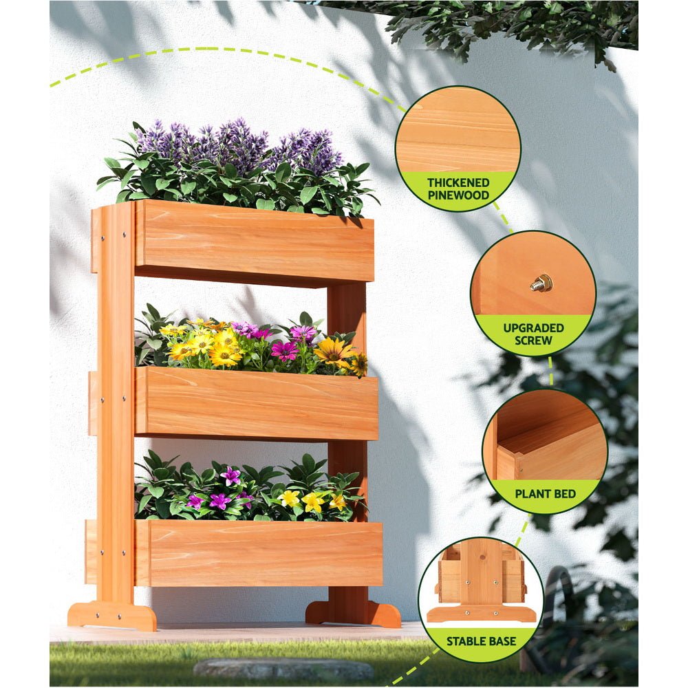 Garden Bed Raised Wooden Planter Box Vegetables 69x39x106cm - Direct On Sale