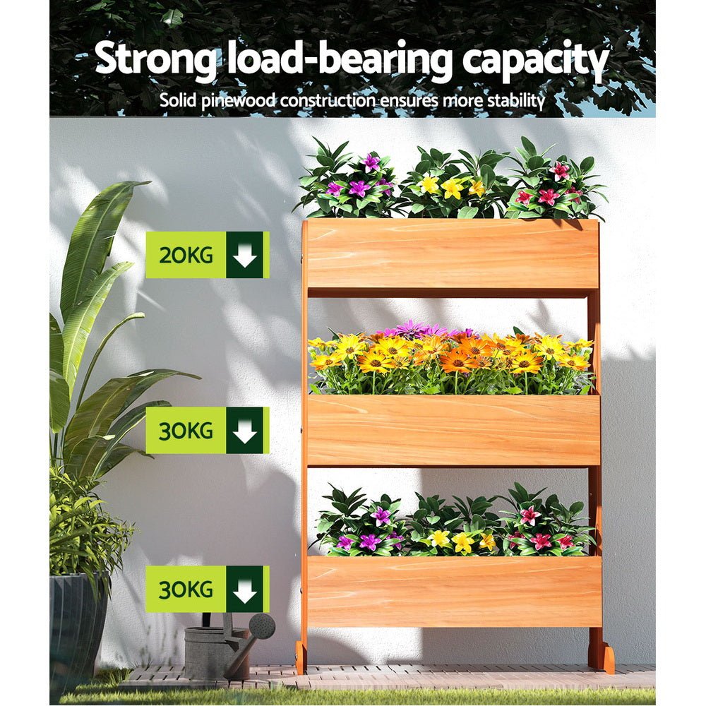 Garden Bed Raised Wooden Planter Box Vegetables 69x39x106cm - Direct On Sale