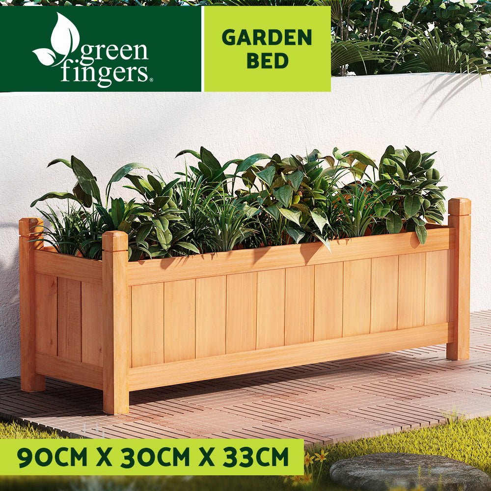 Garden Bed Raised Wooden Planter Outdoor Box Vegetables 90x30x33cm - Direct On Sale