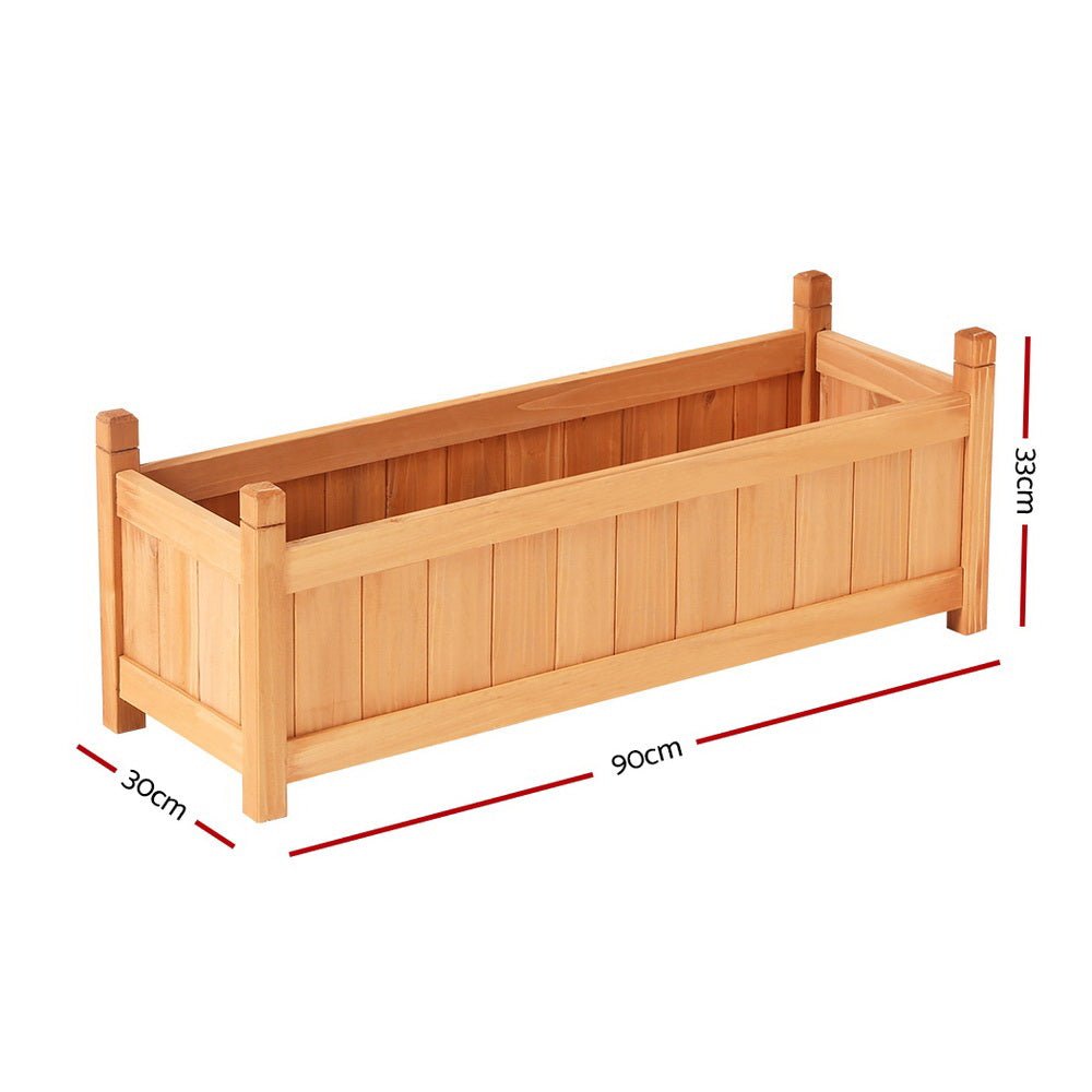 Garden Bed Raised Wooden Planter Outdoor Box Vegetables 90x30x33cm - Direct On Sale