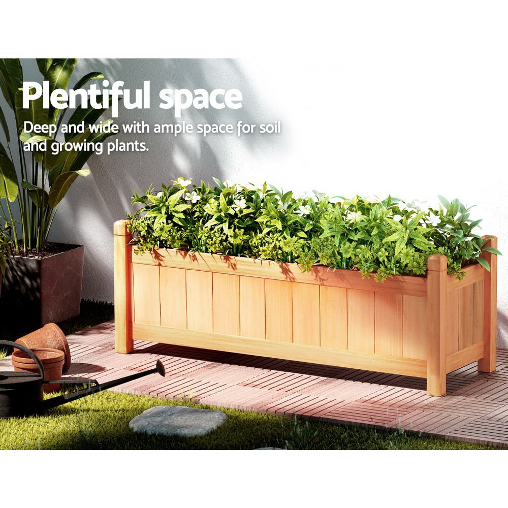 Garden Bed Raised Wooden Planter Outdoor Box Vegetables 90x30x33cm - Direct On Sale