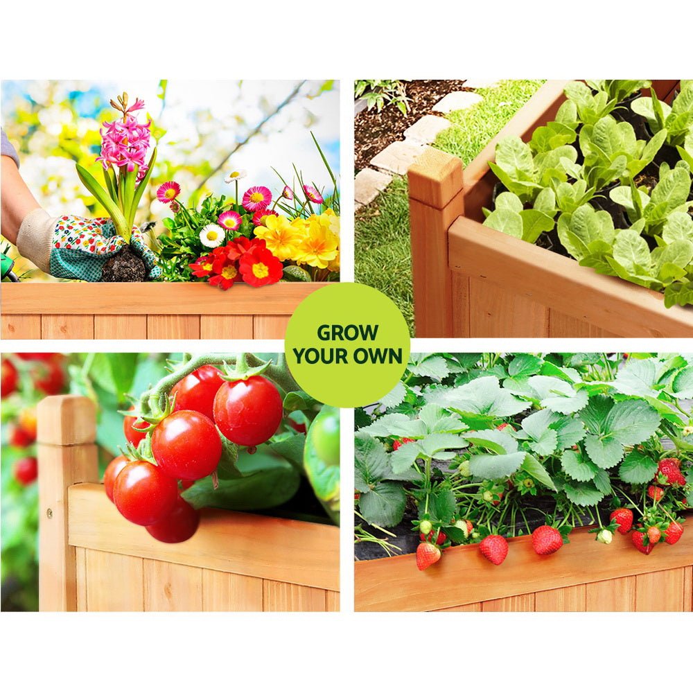 Garden Bed Raised Wooden Planter Outdoor Box Vegetables 90x30x33cm - Direct On Sale