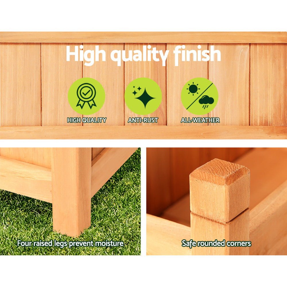 Garden Bed Raised Wooden Planter Outdoor Box Vegetables 90x30x33cm - Direct On Sale