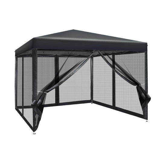 Gazebo Pop Up Marquee 3x3 Wedding Side Mesh Wall Outdoor Gazebos Black - Direct On Sale