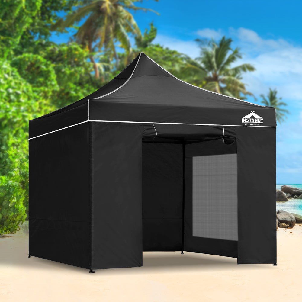 Gazebo Pop Up Marquee 3x3m Folding Wedding Tent Gazebos Shade Black - Direct On Sale