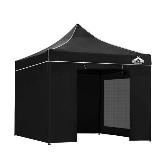 Gazebo Pop Up Marquee 3x3m Folding Wedding Tent Gazebos Shade Black - Direct On Sale