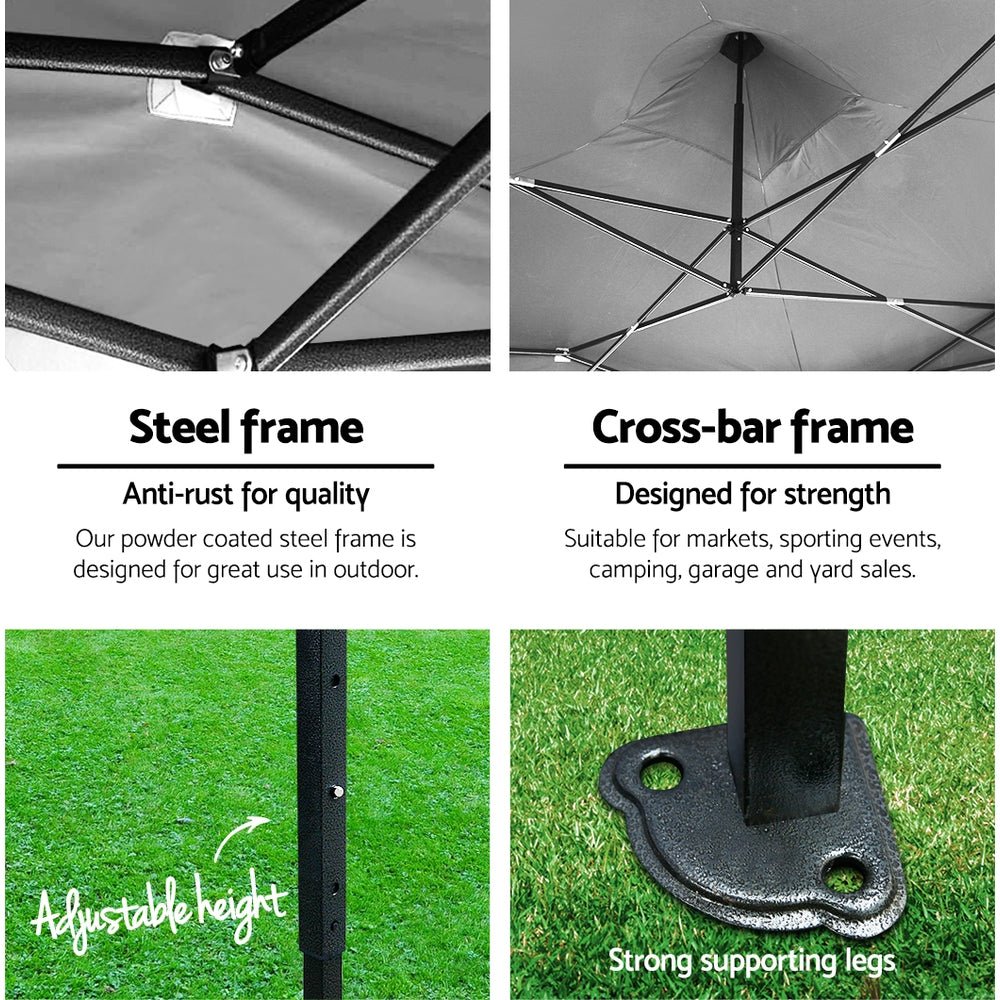 Gazebo Pop Up Marquee 3x3m Outdoor Tent Folding Wedding Gazebos Navy - Direct On Sale