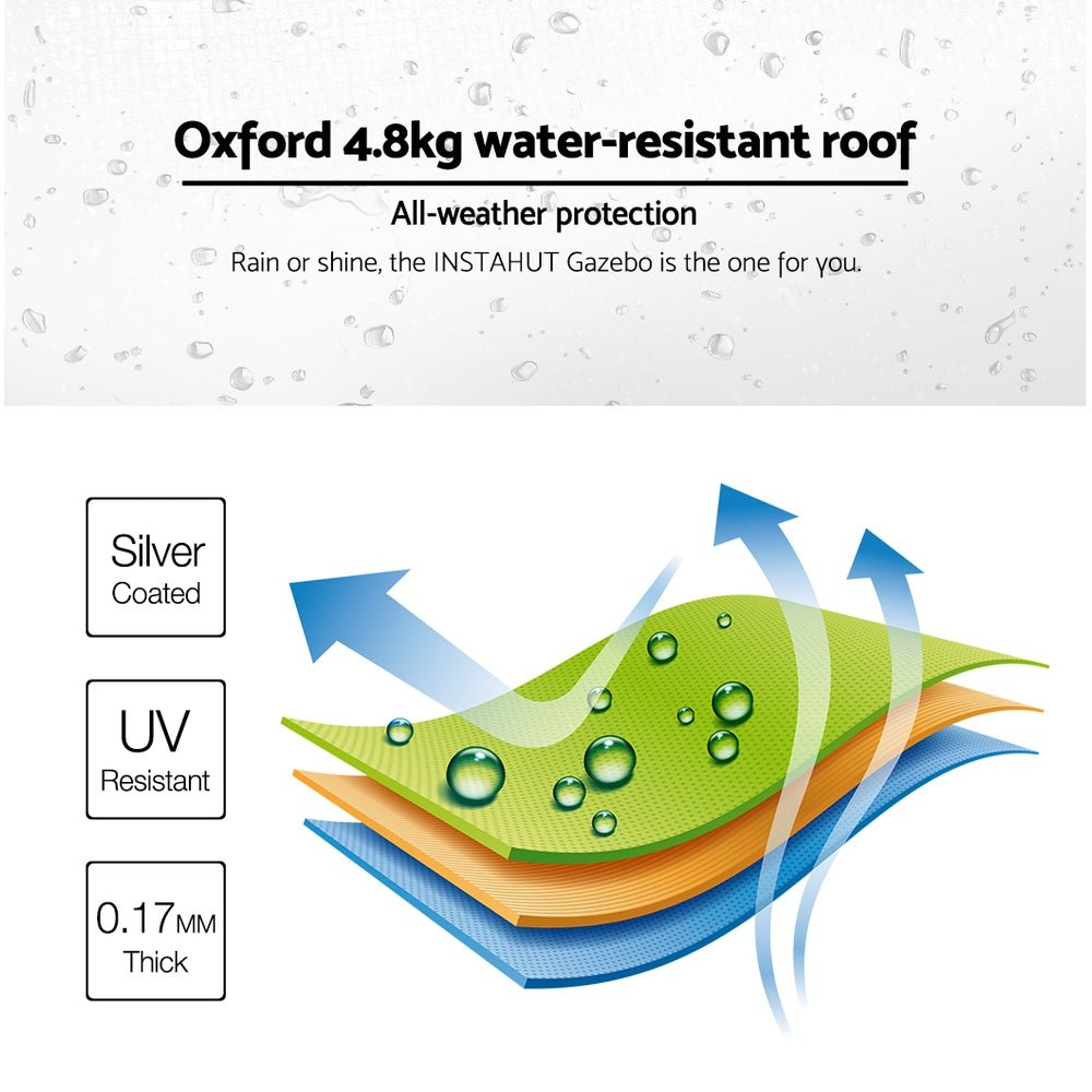 Gazebo Pop Up Marquee 3x4.5m Folding Wedding Tent Gazebos Shade White - Direct On Sale