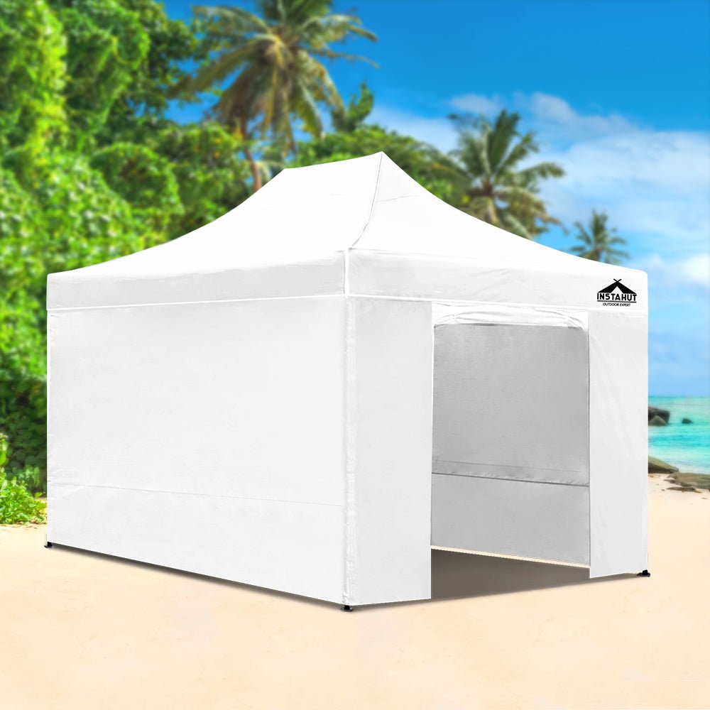 Gazebo Pop Up Marquee 3x4.5m Folding Wedding Tent Gazebos Shade White - Direct On Sale