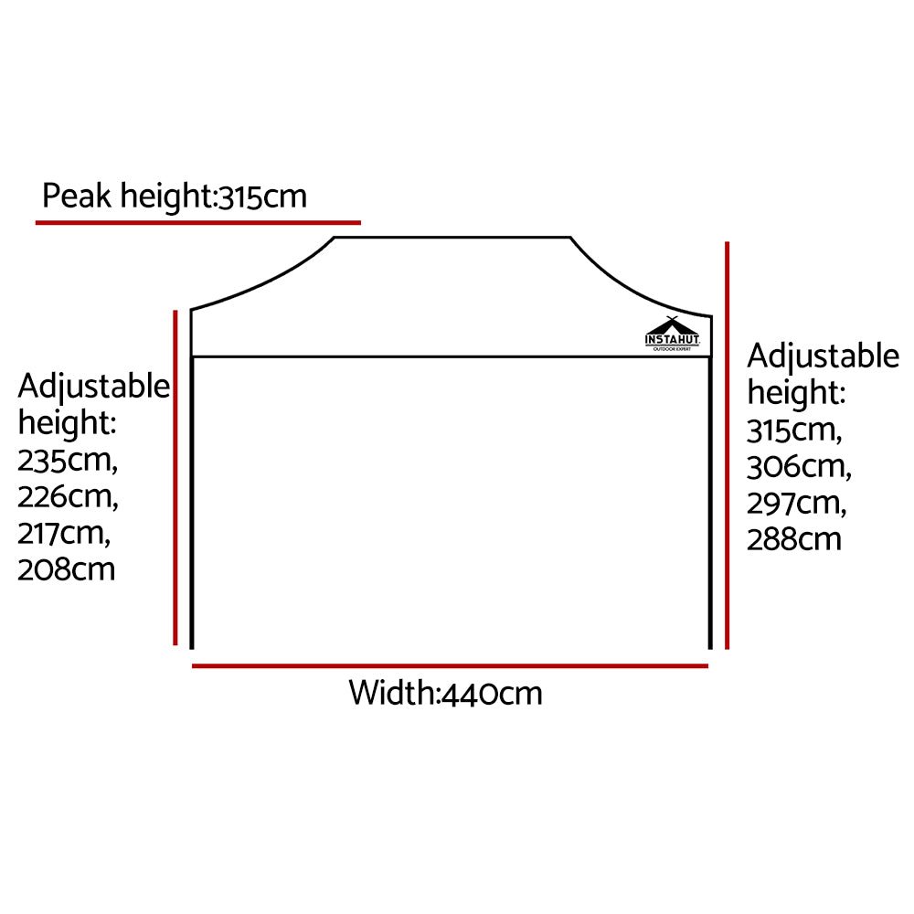 Gazebo Pop Up Marquee 3x4.5m Outdoor Tent Folding Wedding Gazebos Black - Direct On Sale