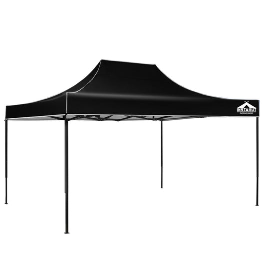 Gazebo Pop Up Marquee 3x4.5m Outdoor Tent Folding Wedding Gazebos Black - Direct On Sale