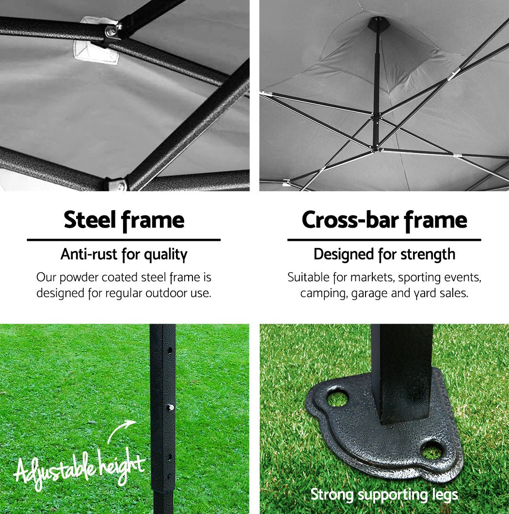 Gazebo Pop Up Marquee 3x4.5m Outdoor Tent Folding Wedding Gazebos Black - Direct On Sale