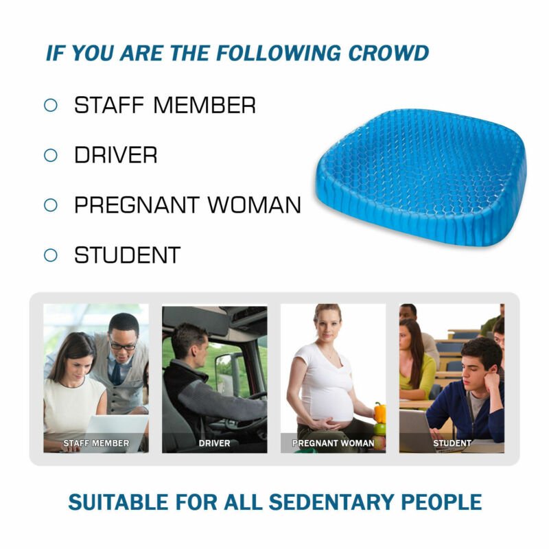 Gel Honeycomb Seat Cushion Chair Floor Car Flex Back Support Spine Breathable Protector Relief Blue - Direct On Sale