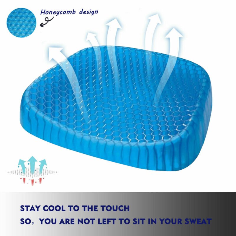 Gel Honeycomb Seat Cushion Chair Floor Car Flex Back Support Spine Breathable Protector Relief Blue - Direct On Sale