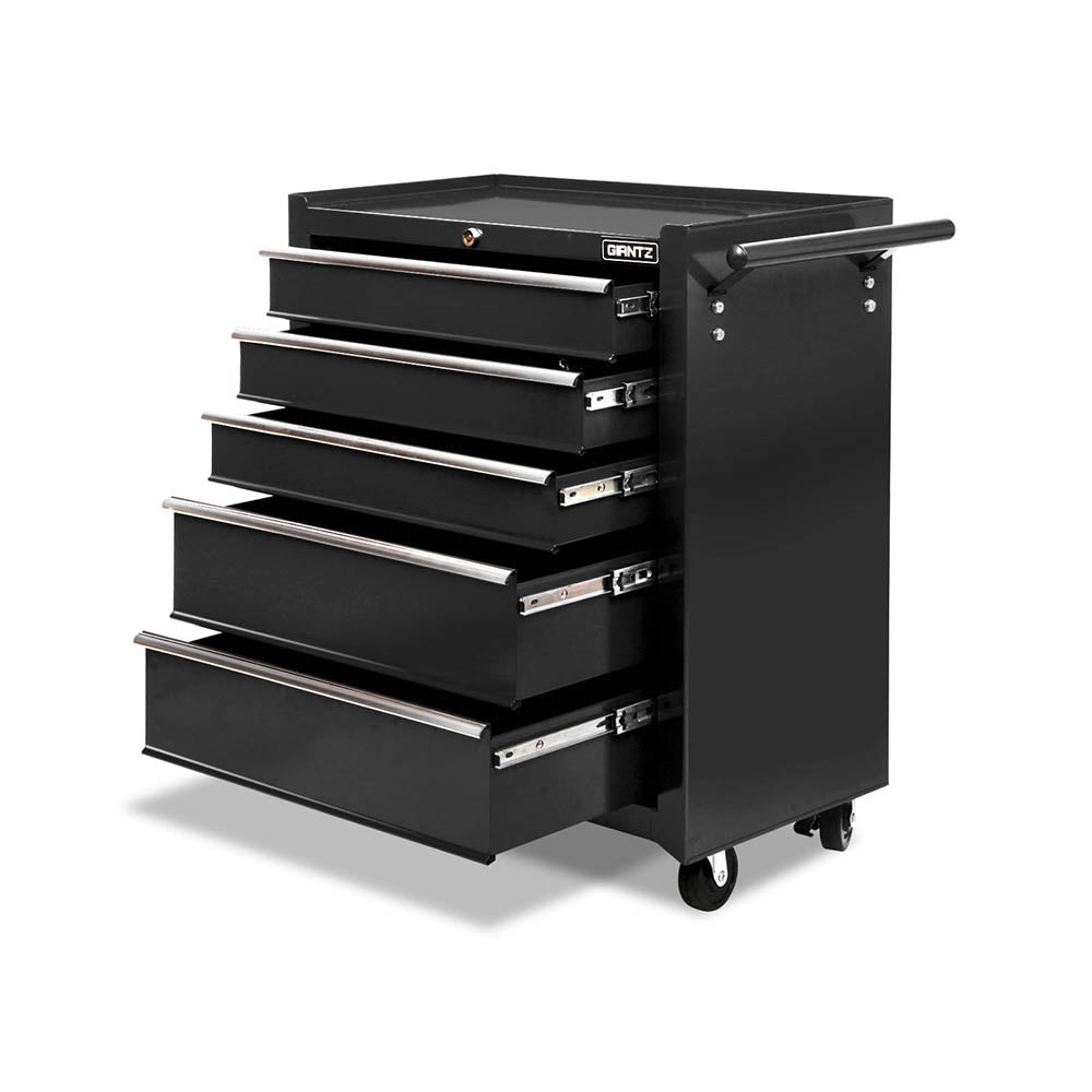 Giantz 5 Drawer Mechanic Tool Box Cabinet Storage Trolley - Black - Direct On Sale