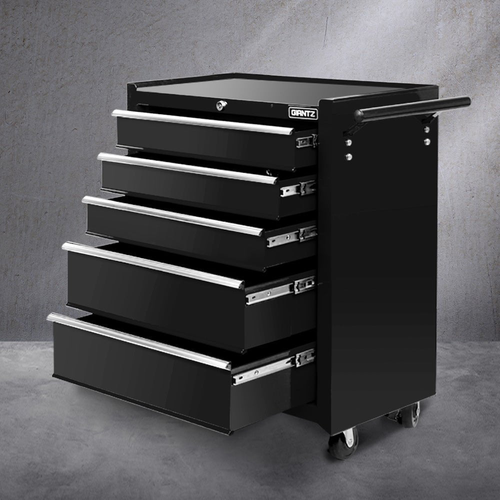 Giantz 5 Drawer Mechanic Tool Box Cabinet Storage Trolley - Black - Direct On Sale